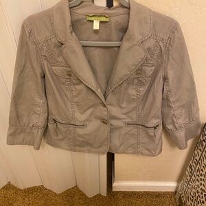 SIGRID OLSEN JACKET/BLAZER SIZE 10 KHAKI GREEN LOVELY SOFT COTTON CUTE DETAILS